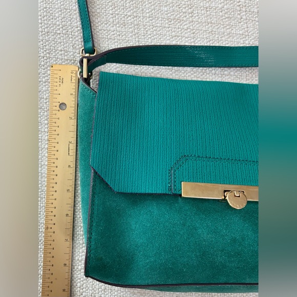 FURLA TEAL LEATHER & SUEDE SHOULDER/CROSSBODY FLAP BAG EUC - Picture 13 of 15